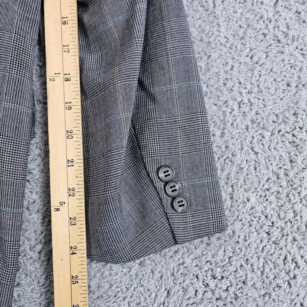 Southwick Blazer Sport Coat Men 42R Gray Wool Glen Check Plaid 80s 90s Vintage